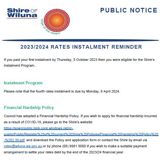 2023/2024 Fourth and Final Rates Instalment Reminder