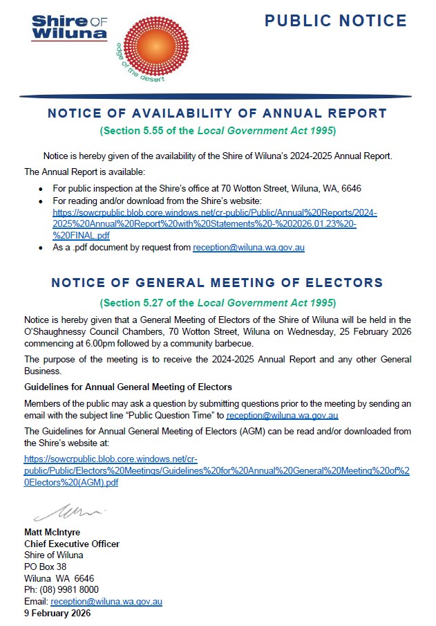 Notice of Availability of Annual Report and General Meeting of Electors