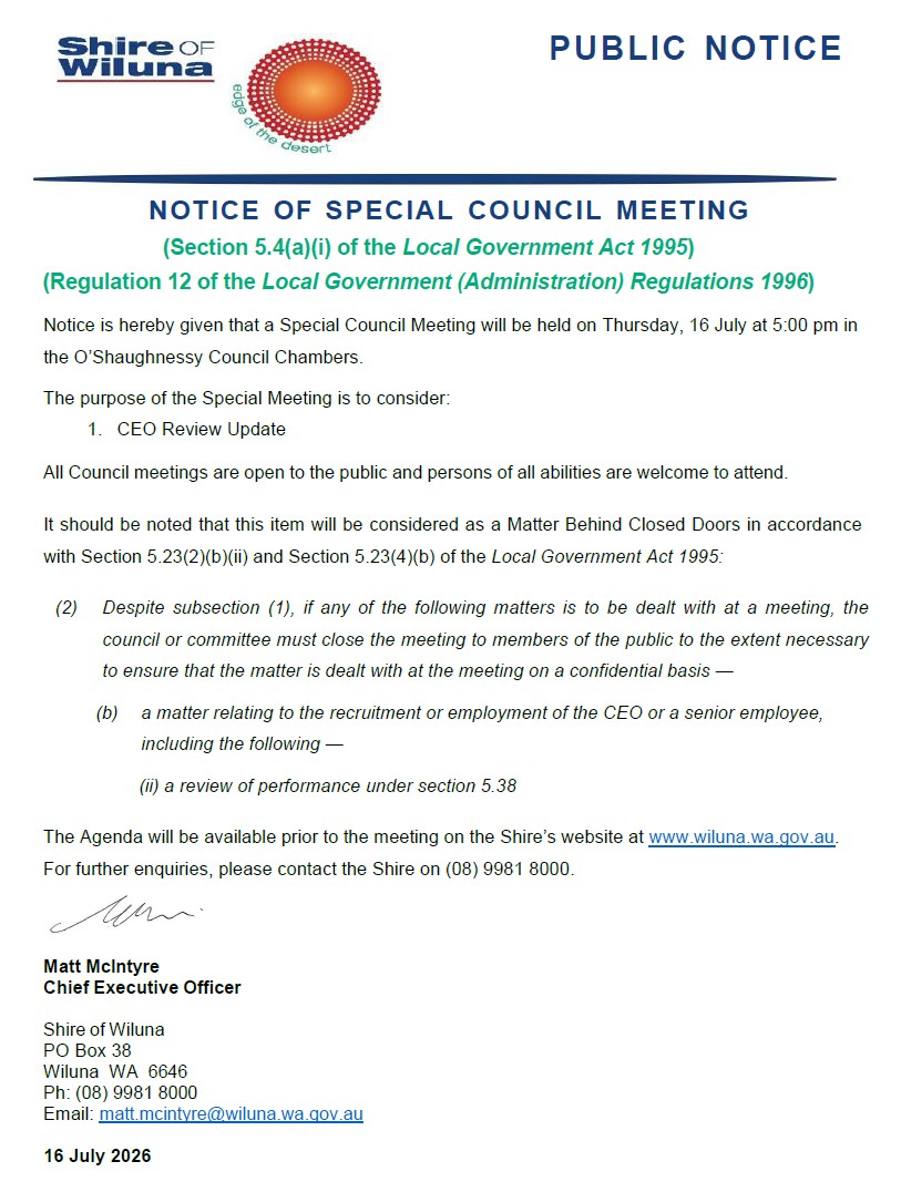 Special Council Meeting