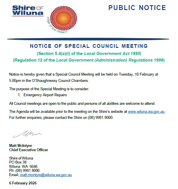 Notice of Special Council Meeting