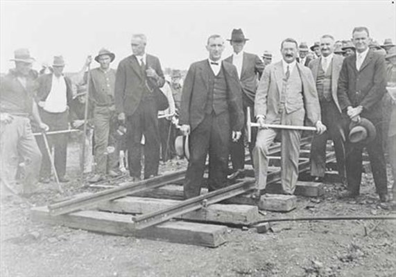 Historical - Minister laying the first rail -