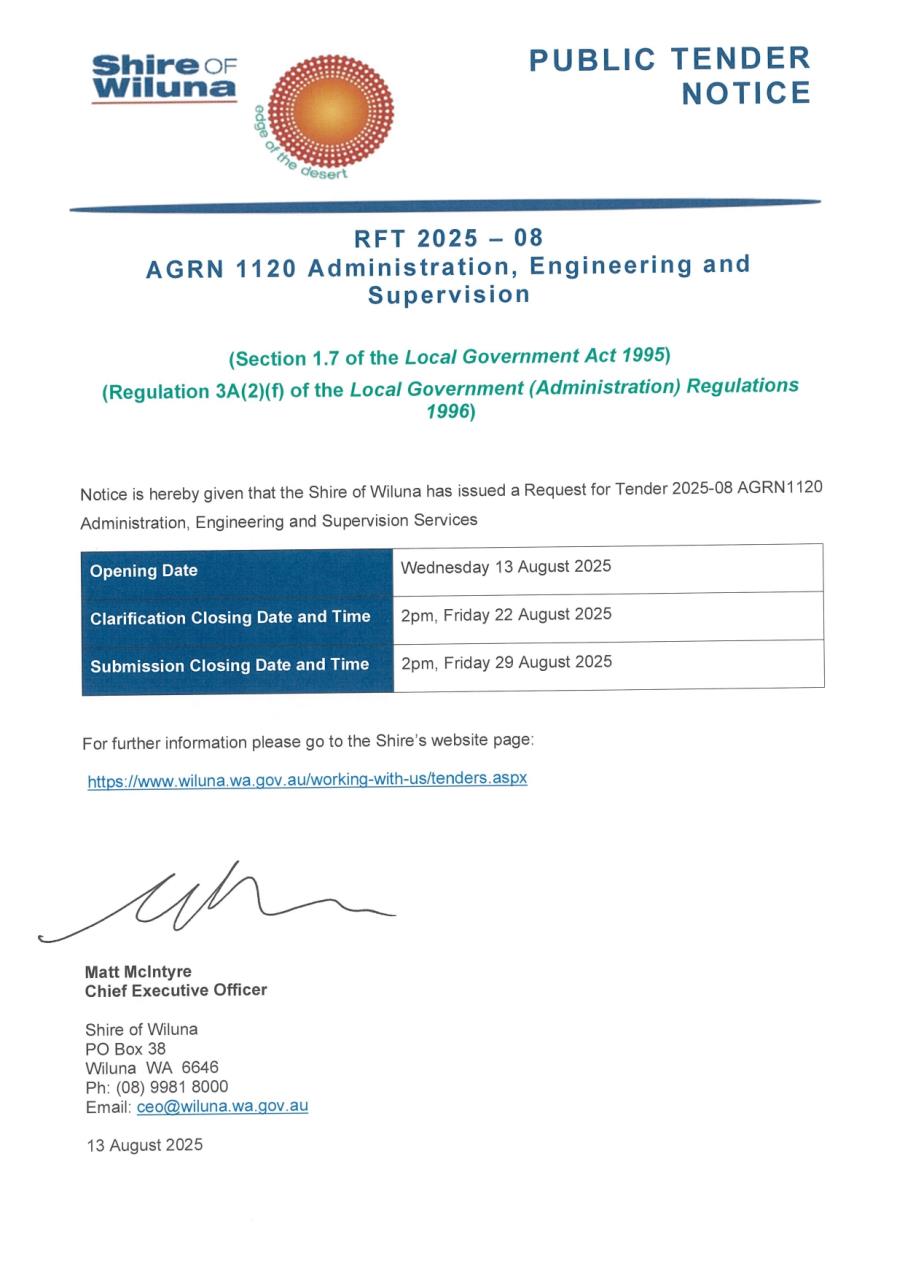 RFT 2025-08 AGRN 1120 Administration, Engineering and Supervision