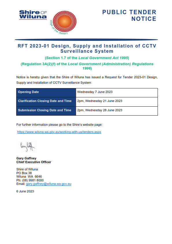 RFT 2023-01 Design, Supply and Installation of CCTV Surveillance System
